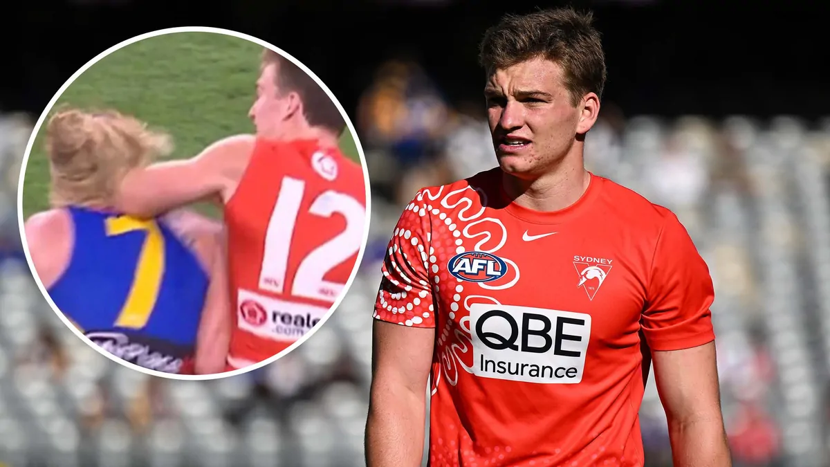 Sydney Swans midfielder Angus Sheldrick offered one-match ban for elbowing West Coast Eagles defender in head Sydney Swans midfielder Angus Sheldrick offered one-match ban for elbowing West Coast Eagles defender in head