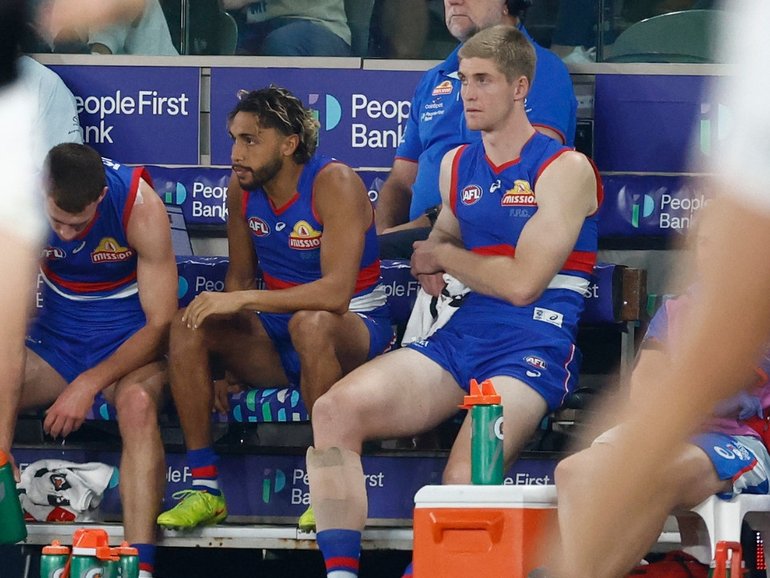 Arty Jones and Tim English ended the Bulldogs’ win over Essendon on the bench.