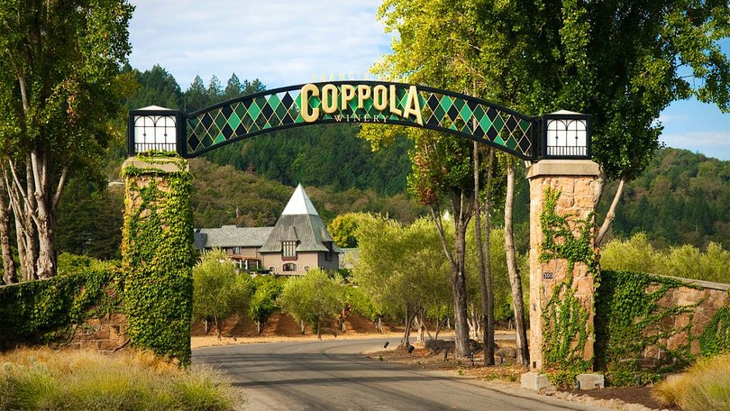 The entrance to the Francis Ford Coppola Winery.
