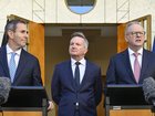Energy Minister Chris Bowen, centre, says the effects of the Strait of Hormuz closure cannot be fully predicted. NewsWire / Martin Ollman.