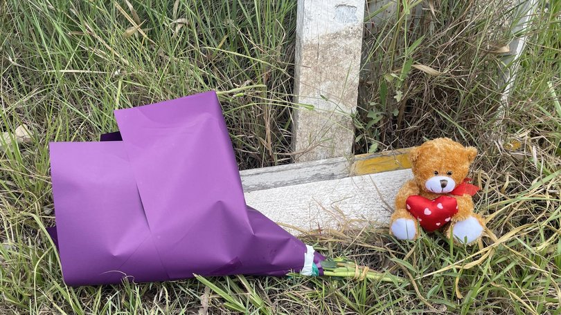 Tributes to the woman were left at the scene on Sunday. Picture Grace Koo