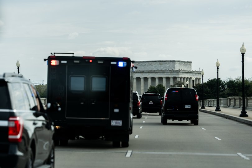 President Donald Trump's motorcade on Sunday.