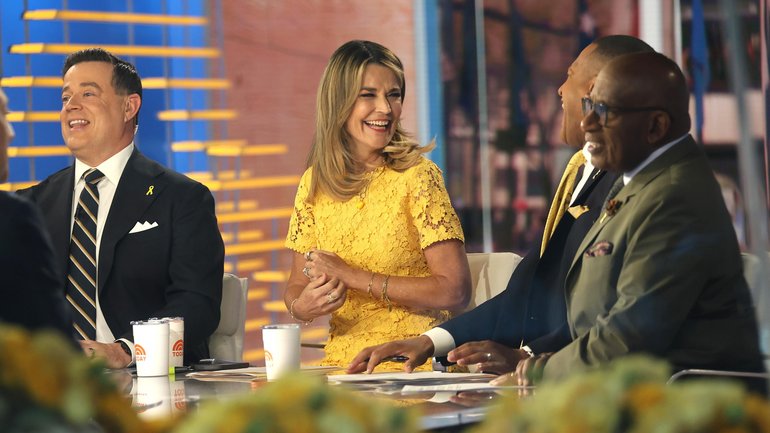 Carson Daly, Savannah Guthrie and Al Roker are seen at the "TODAY" show in Manhattan 