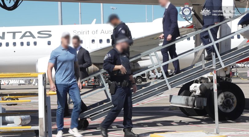 Australian Federal Police officers arrested Ben Roberts-Smith as he arrived on a plane at Sydney Airport.