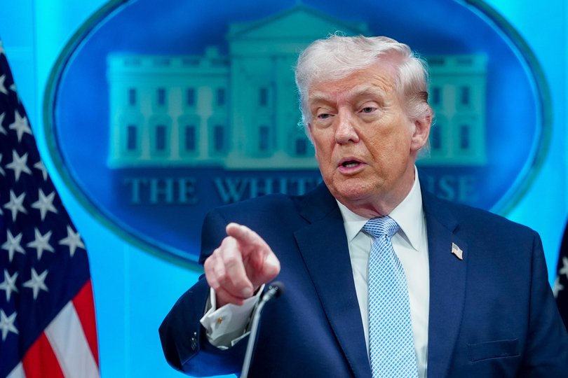 US President Donald Trump during a news conference on Monday. 