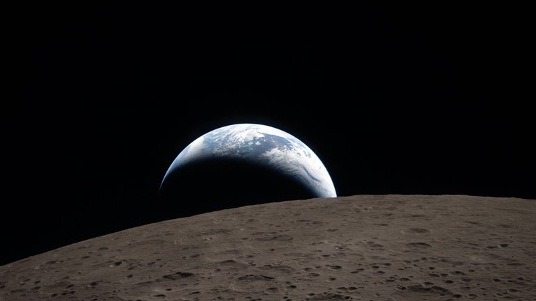 A photo provided by NASA shows an Earthset, captured by the Artemis II crew from the Orion Integrity spacecraft during their flyby around the far side of the Moon on Monday evening, April 6, 2026. On the sixth day of the mission, 248,655 miles from Earth, four people — NASA astronauts Reid Wiseman, Victor Glover and Christina Koch, and Canadian Space Agency astronaut Jeremy Hansen — ventured farther from home than any human being who has ever lived. (NASA via The New York Times)  — NO SALES; EDITORIAL USE ONLY—