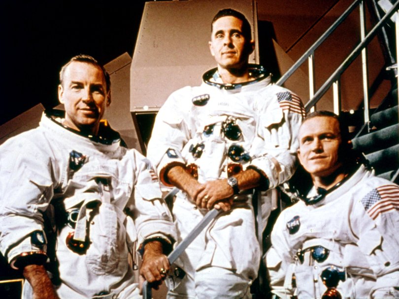 Apollo 8’s crew  from left, command module pilot James Lovell, lunar module pilot Bill Anders and Commander Frank Borman.