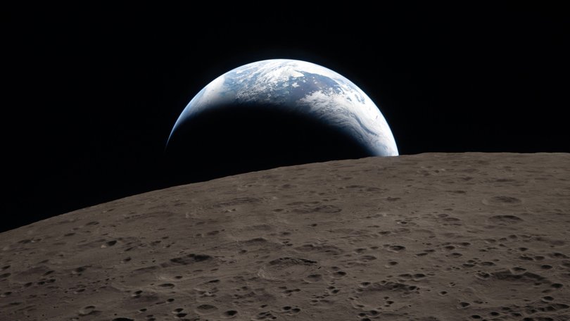 Australia is visible in this ‘Earthset’ photograph.