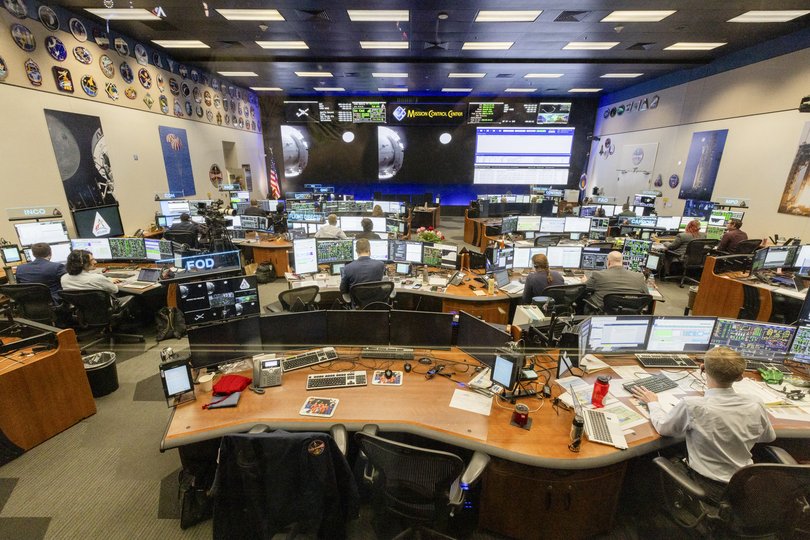 The Mission Control t Johnson Space Centre in Houston, Texas.