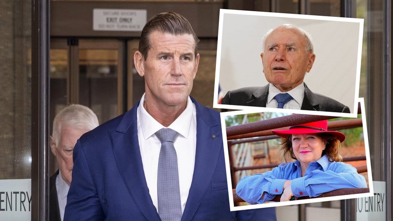 Former PM John Howard (top right) and mining billionaire Gina Rinehart (bottom right) have weighed into decorated SAS veteran Ben Roberts-Smith's arrest.