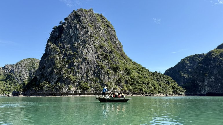 Exploring Lan Ha Bay, Vietnam, by bamboo boat.