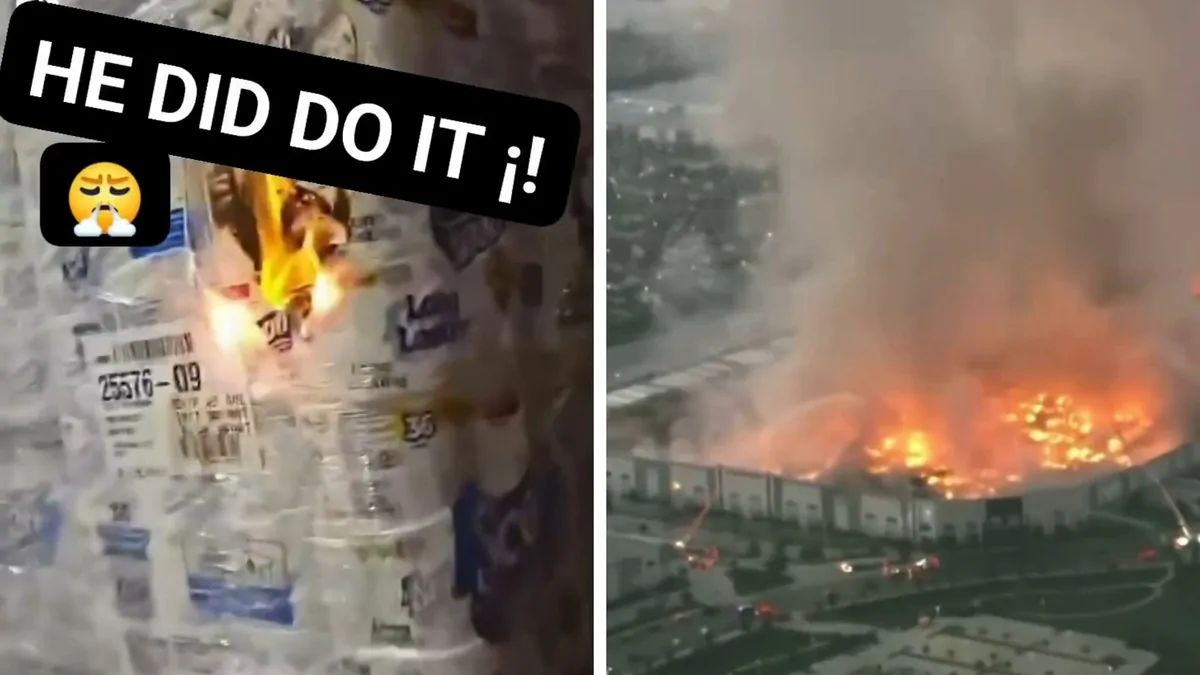 Ontario toilet paper warehouse fire: Video emerges allegedly showing disgruntled employee starting blaze Ontario toilet paper warehouse fire: Video emerges allegedly showing disgruntled employee starting blaze