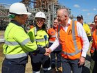 BRISBANE, AUSTRALIA - NewsWire Photos APRIL 9, 2026: Prime Minister Anthony Albanese meets with staff members during a visit to the Ampol Lytton refinery in Brisbane. NewsWire/Tertius Pickard
