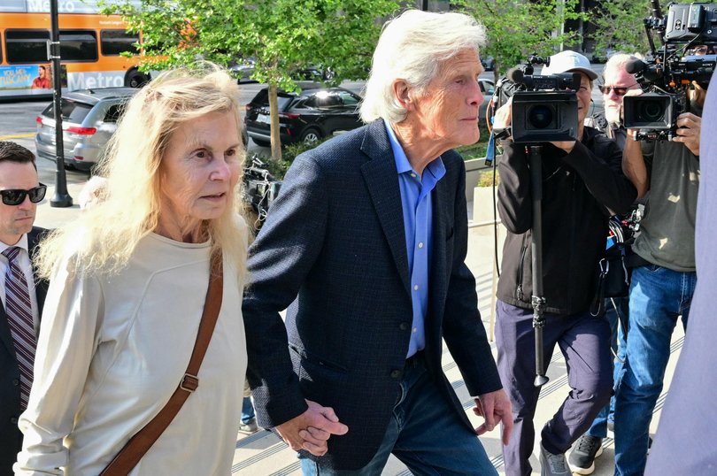 Matthew Perry's mother Suzanne Perry and Perry's stepfather Keith Morrison arrive for the sentencing hearing of "Ketamine Queen" Jasveen Sangha.