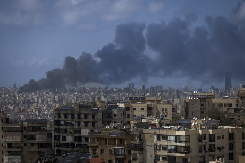 Massive airstrikes fall on Beirut, following evacuation warnings issued for seven districts, Wednesday, April 8, 2026.