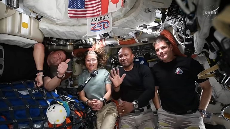 The crew fielded questions from journalists.