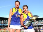 Michael Gardiner with the Ross Glendinning medal and captain Ben Cousins after the round five derby with the Fremantle Dockers at Subiaco Oval in 2003.