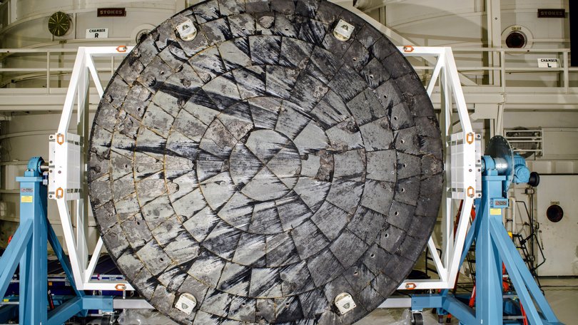 The heat shield of the Orion spacecraft, which was removed after the Artemis I mission.
