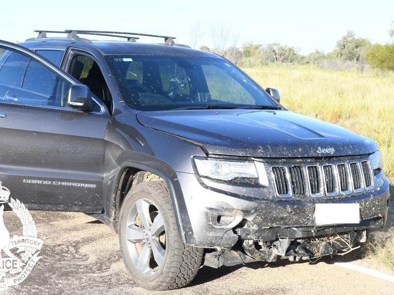 Police say they haven't found any evidence to indicate the damaged car struck a kangaroo. (HANDOUT/NORTHERN TERRITORY POLICE FORCE)