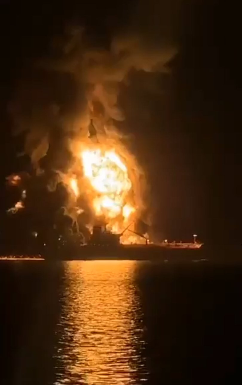 Infernos rages as oil tanker attacked in Iraqi waters.