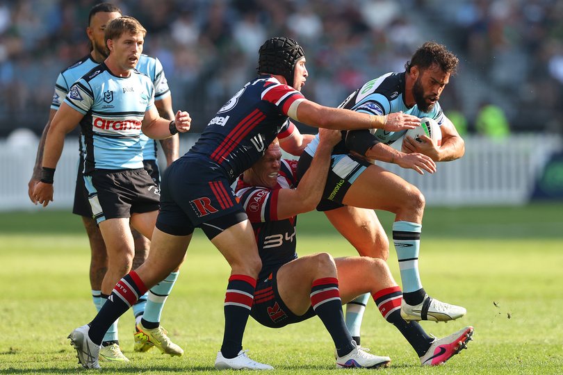 Toby Rudolf of the Sharks runs the ball.