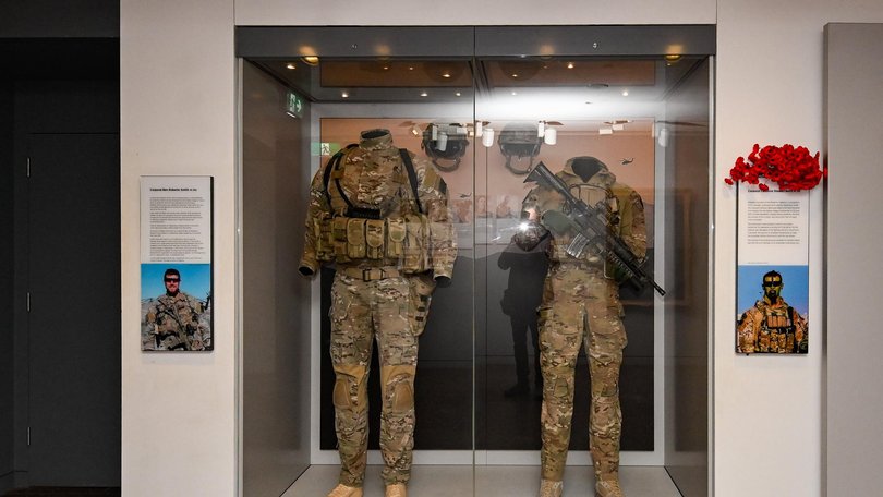 Mr Roberts-Smith’s fatigues are on display in the Australian War Memorial. Picture: NewsWire / Martin Ollman.