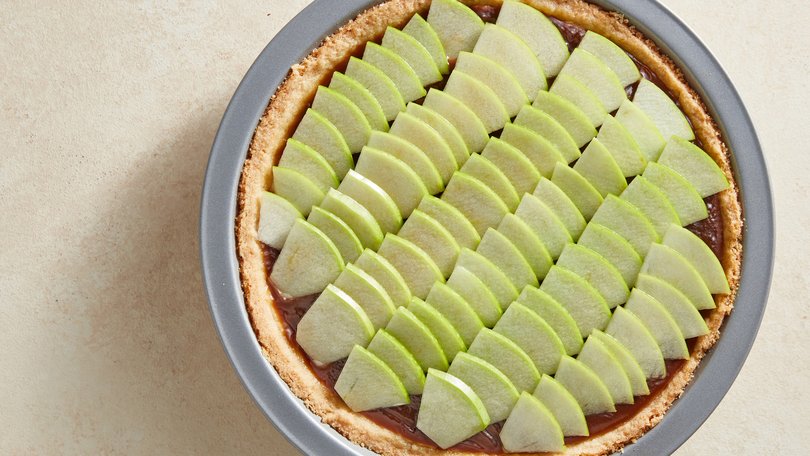 Caramel apple pie from Genevieve Ko. Food stylist: Monica Pierini. Prop stylist: Paige Hicks. 