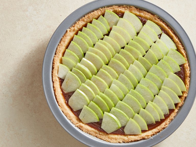 Caramel apple pie from Genevieve Ko. Food stylist: Monica Pierini. Prop stylist: Paige Hicks. 