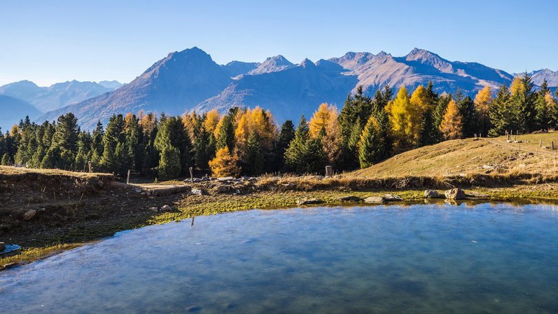 Lake in the mountains of Mortirolo in Valtellina, Italy.