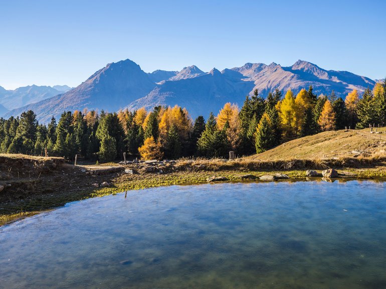 Lake in the mountains of Mortirolo in Valtellina, Italy.