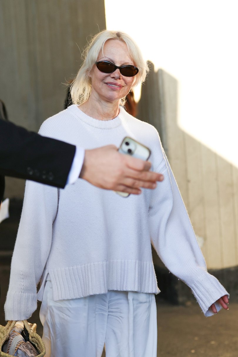 Actress Pamela Anderson arrives in Sydney.
