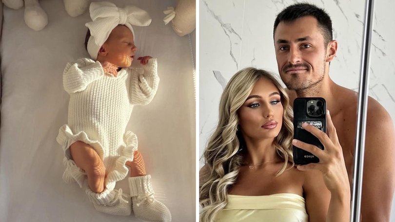 Aussie tennis ace Bernard Tomic and his girlfriend Keely Hannah have shocked fans with the reveal of their first child.