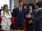 Spain's Prime Minister Pedro Sanchez and his wife Begona Gomez at the Xiaomi headquarters Beijing on Monday.