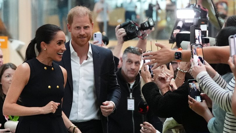 Meghan, Duchess of Sussex and Prince Harry, Duke of Sussex visit the Royal Children's Hospital on April 14, 2026 in Melbourne, Australia.
