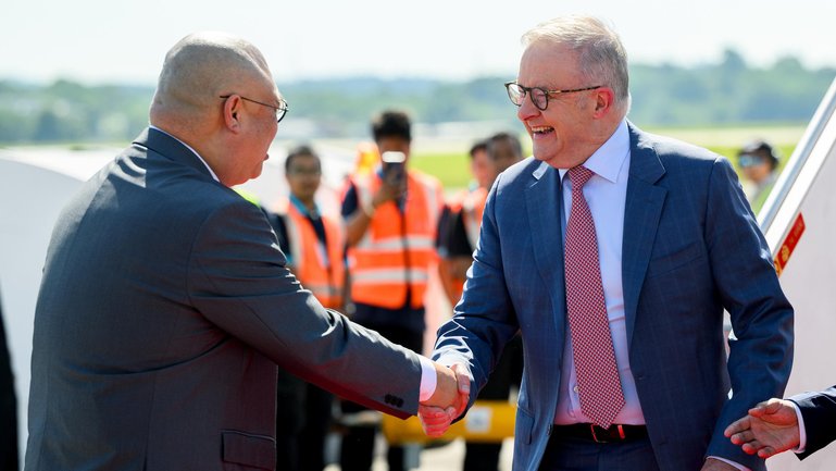 Mr Albanese landed in Brunei Darussalam on Tuesday evening, the first Australian Prime Minister to fly to the oil-rich country for a bilateral meeting with the Sultan.