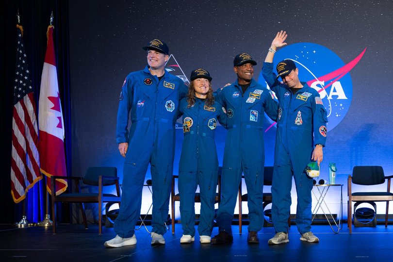 The Artemis II crew members back on Earth.