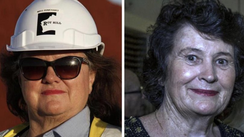 Billionaire miners Gina Rinehart and Angela Bennett.