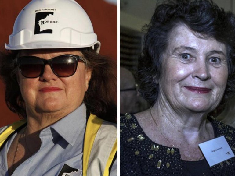Billionaire miners Gina Rinehart and Angela Bennett.