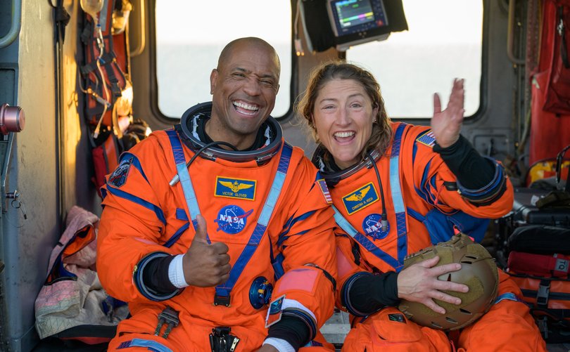 NASA astronaut Victor Glover, Artemis II pilot, left, and NASA astronaut Christina Koch.