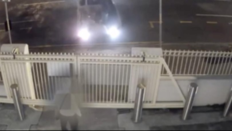 A member of a synagogue congregation was standing behind the gate when it was hit. (PR IMAGE PHOTO)