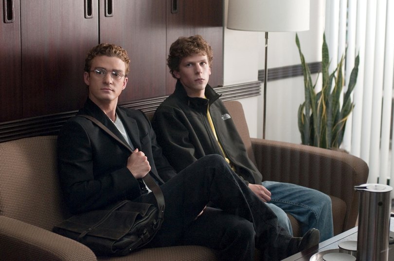 Justin Timberlake and Jesse Eisenberg in The Social Network.