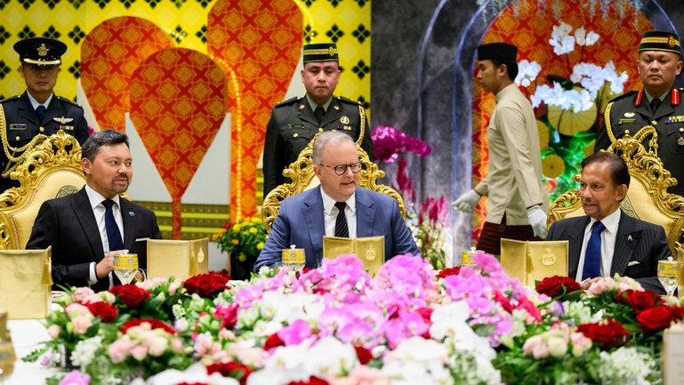 The gold-plated opulence of Brunei’s Royal Palace is probably the last place on earth Prime Minister Anthony Albanese (pictured) wants to be seen during a worsening cost-of-living crisis, as fears grow of a looming global recession.