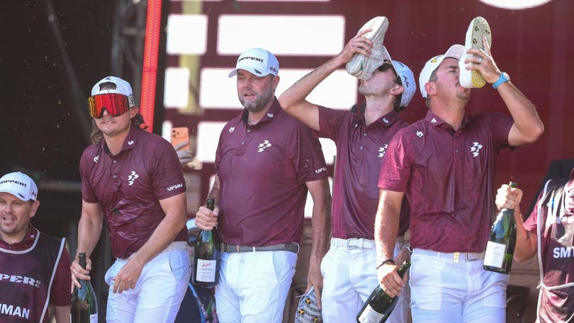 The all-Australian team celebrated in Adelaide but doubts have been raised about LIV Golf's future. 