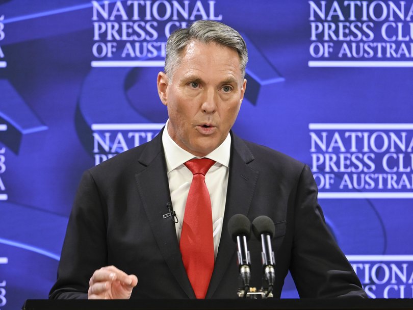 Deputy Prime Minister and Minister for Defence Richard Marles addresses the National Press Club on Thursday.