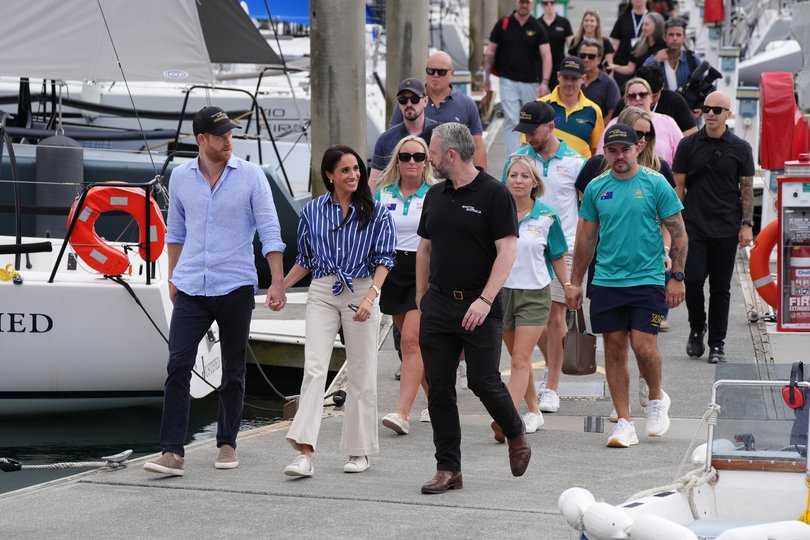 The Sussexes leave after taking part in a sailing event.