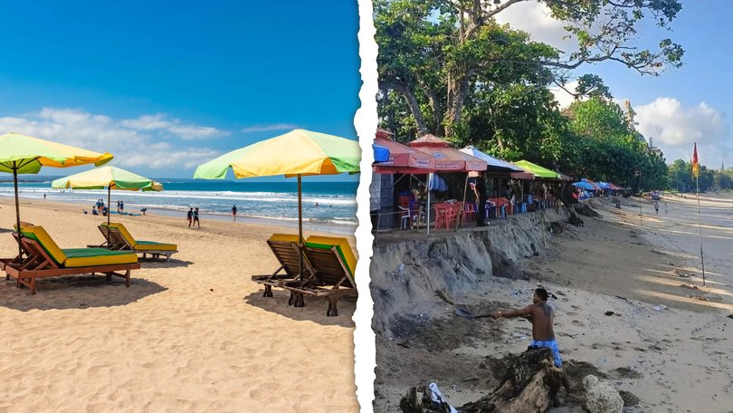 Like many other areas of the Indonesian coastline, the south shores of Bali are experiencing major coastal erosion.