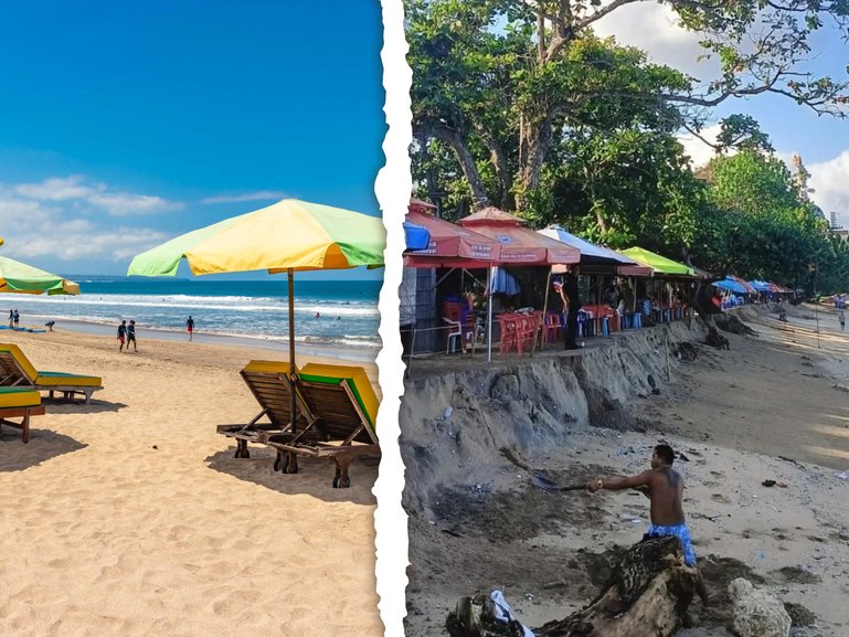Like many other areas of the Indonesian coastline, the south shores of Bali are experiencing major coastal erosion.