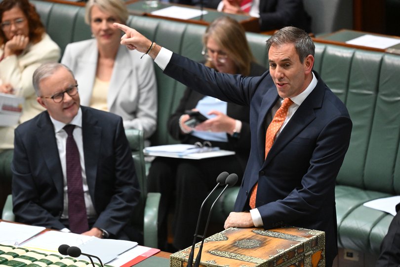 Australian Treasurer Jim Chalmers speaks during House of Representatives Question Time at Parliament House in Canberra.