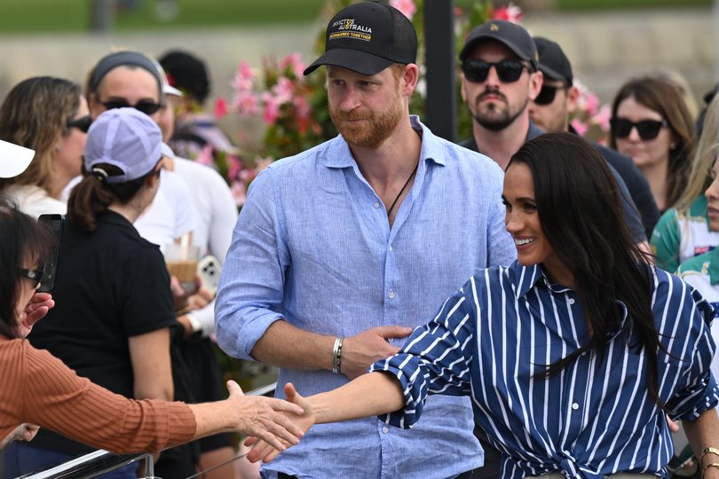 The Duke and Duchess of Sussex at the Cruising Yacht Club of Australia after sailing on Sydney Harbour with Invictus Australia. 