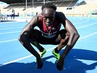 Gout Gout celebrates victory after competing in the final of the Men's U20's 100m.